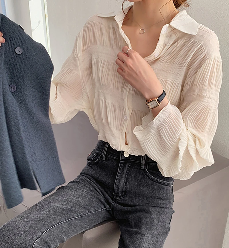 New 2021 Spring Vintage Elegant Women Chiffon Blouses Casual Long Sleeve Blusas Femme Turn-down Collar Solid Shirts Female Tops
New 2021 Spring Vintage Elegant Women Chiffon Blouses Casual Long Sleeve Blusas Femme Turn-down Collar Solid Shirts Female Tops