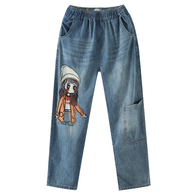 Elastic Waist Cartoon Girl Patches Embroidery Casual Loose Washed Jeans 2021 Spring And Summer New Ankle-lenght Pants Yalabovso
Elastic Waist Cartoon Girl Patches Embroidery Casual Loose Washed Jeans 2021 Spring And Summer New Ankle-lenght Pants Yalabovso