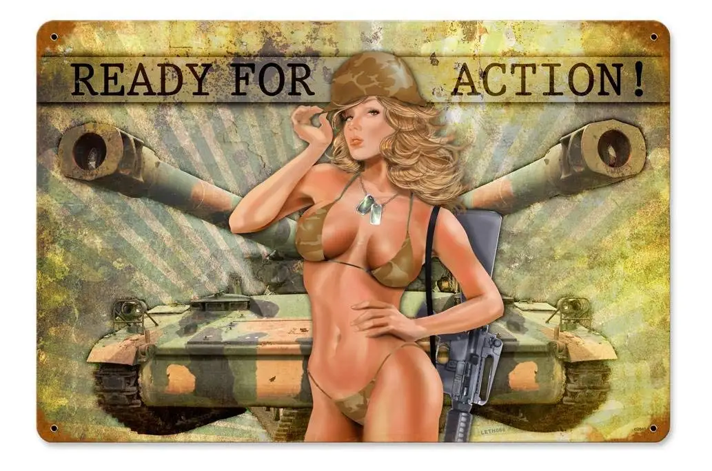 Ready for Action Pinup Girls Vintage Metal Sign - Victory Vintage Signs TIN Sign 7.8X11.8 INCH
Ready for Action Pinup Girls Vintage Metal Sign - Victory Vintage Signs TIN Sign 7.8X11.8 INCH