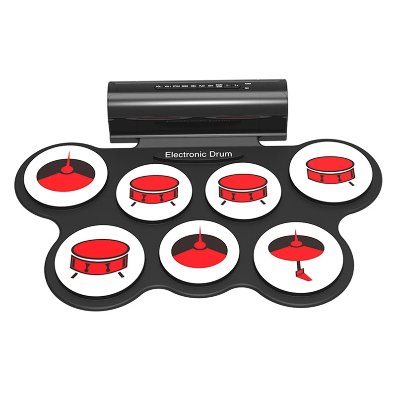 Silica Gel Electronic Drum Set Roll Up Portable Practice Pad Kit Built-in 2 Effect Pedals Drumsticks for Kids Beginners.
Silica Gel Electronic Drum Set Roll Up Portable Practice Pad Kit Built-in 2 Effect Pedals Drumsticks for Kids Beginners.