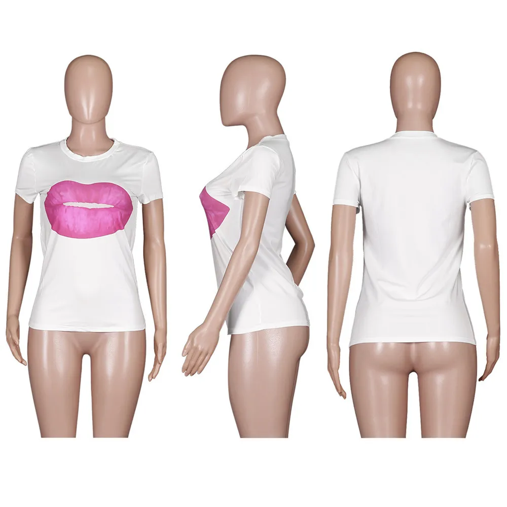 Tshirt Women Sexy Lips Printed Crew Neck Short Sleeve Tops Casual Summer Tees
Tshirt Women Sexy Lips Printed Crew Neck Short Sleeve Tops Casual Summer Tees