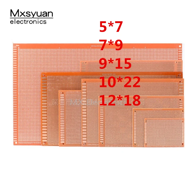 5PCS/LOT 5*7CM 7*9cm 9*15cm 10*22cn 12*18cm Single sided universal plate Bakelite experimental board 2.54mm hole PCB
5PCS/LOT 5*7CM 7*9cm 9*15cm 10*22cn 12*18cm Single sided universal plate Bakelite experimental board 2.54mm hole PCB