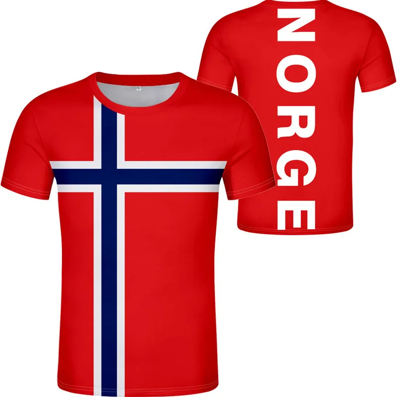 

Норвежская мужская Молодежная Футболка с бесплатным именным номером на заказ, государственный флаг, Норвежское Королевство, страна, печать фото, текст, одежда