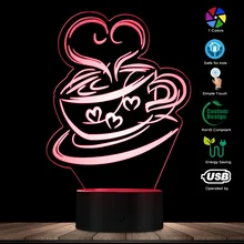 Кофейная чашка 3D ночной Светильник с оптической иллюзией