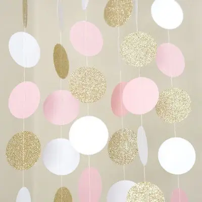 1 Set Banner Pink White and Gold Glitter Circle Polka Dots Paper Garland Banner 10 FT Banner
1 Set Banner Pink White and Gold Glitter Circle Polka Dots Paper Garland Banner 10 FT Banner
