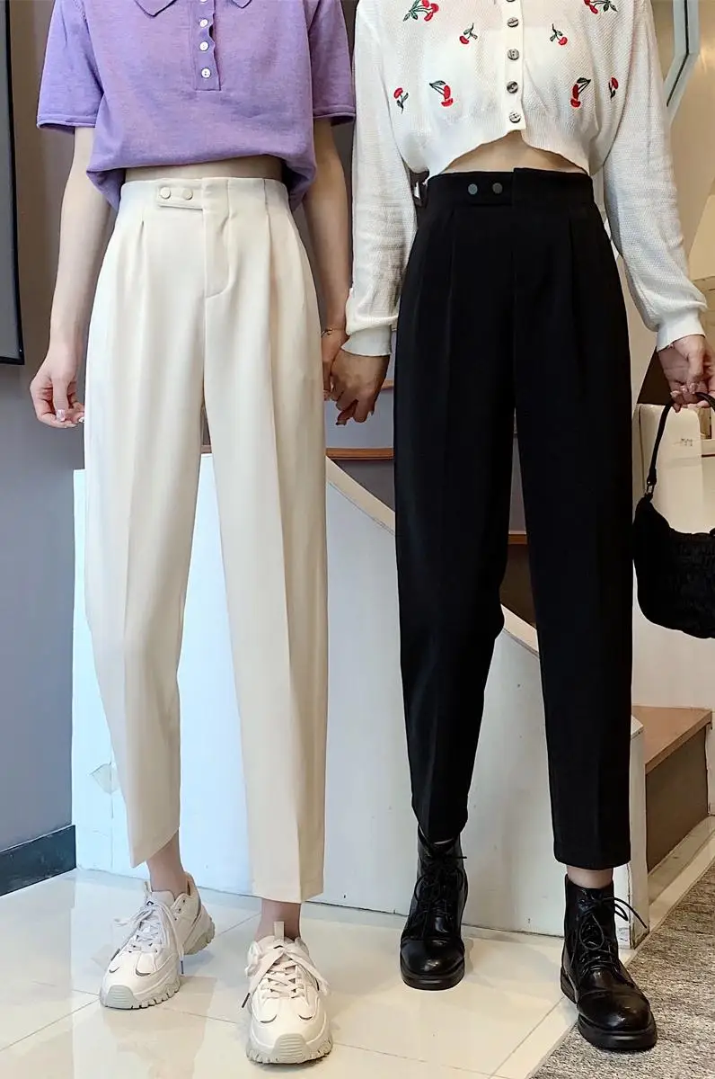 Korean Style New 2021 Summer Women Casual Solid Ankle-length Pants 3 Colors High Waist Pockets Ankle-length Harem Pants
Korean Style New 2021 Summer Women Casual Solid Ankle-length Pants 3 Colors High Waist Pockets Ankle-length Harem Pants