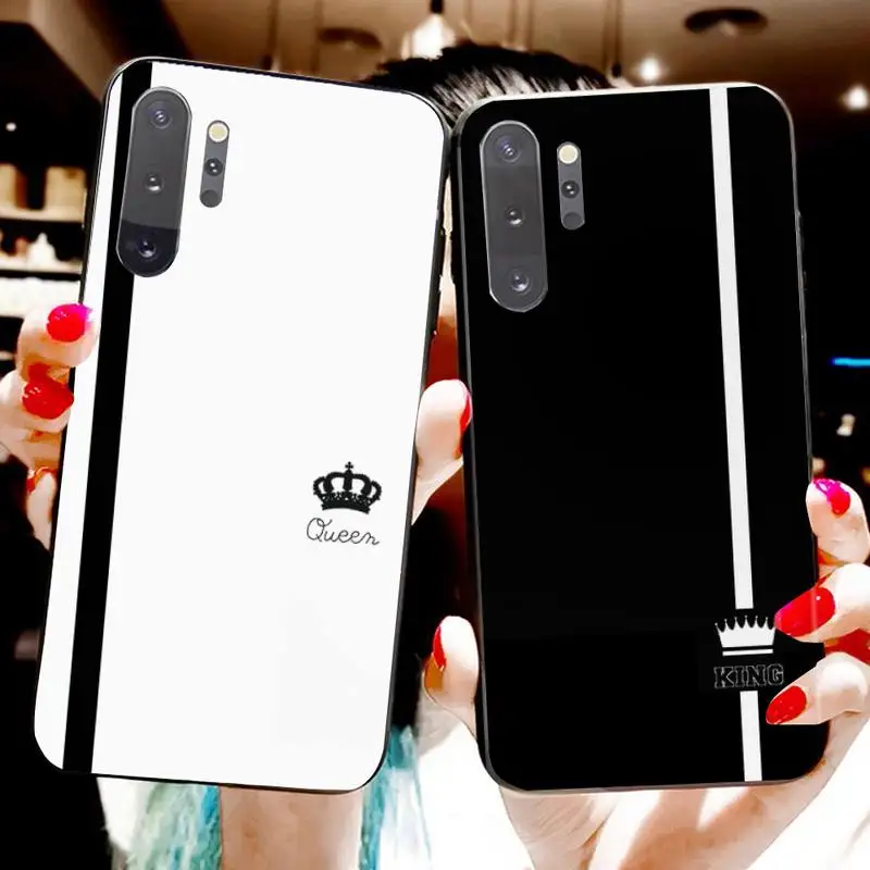 CUTEWANAN King Queen влюбленные пара мягкий черный чехол для телефона Samsung Note 7 8 9 10 Plus lite