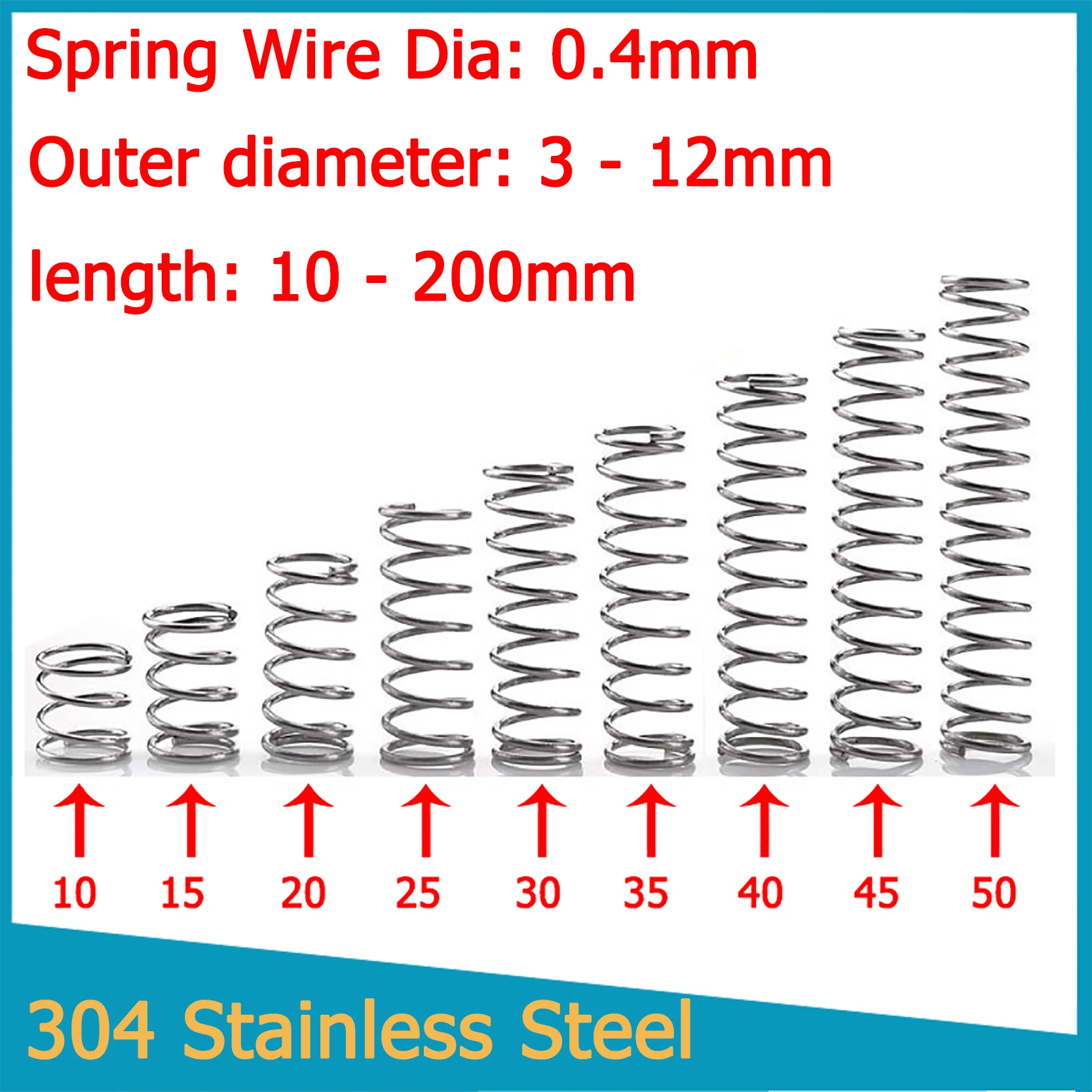 Compression Spring 304 Stainless Steel Wire Diameter 0.4mm Pressure Spring Long Pressure Spring 
Compression Spring 304 Stainless Steel Wire Diameter 0.4mm Pressure Spring Long Pressure Spring