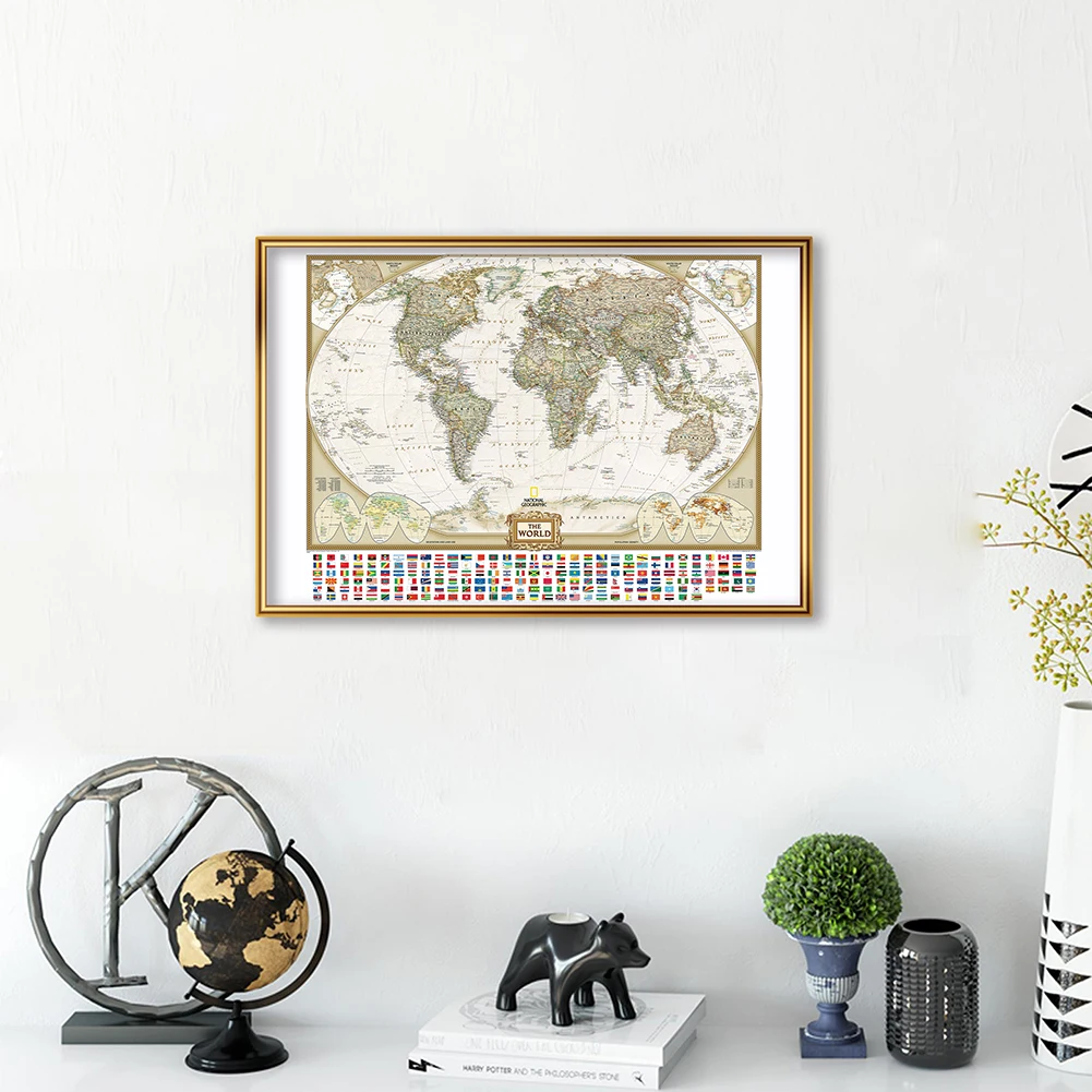 59*42cm The World Political Map with National Flags Retro Wall Poster Decorative Canvas Painting School Supplies Wall Home Decor
59*42cm The World Political Map with National Flags Retro Wall Poster Decorative Canvas Painting School Supplies Wall Home Decor