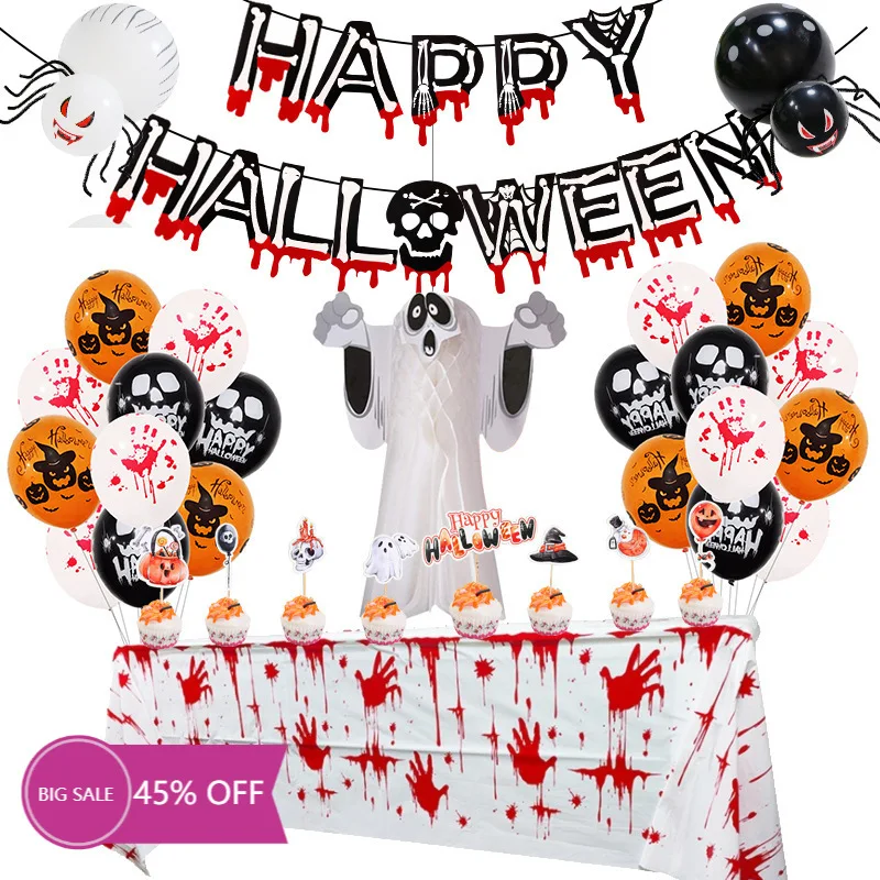 Halloween Scary Party Decoration Set Happy Halloween Banner with Latex Balloons,Tassel,Pumpkin,Bat Horror Theme Decor Supplies
Halloween Scary Party Decoration Set Happy Halloween Banner with Latex Balloons,Tassel,Pumpkin,Bat Horror Theme Decor Supplies