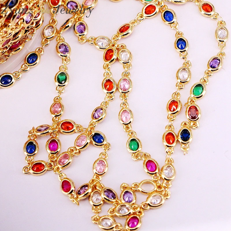 3 Meters, Cubic Zirconia Connectors Link Chain, Bezel Setting Oval Cut colorful CZ stones, Accessories
3 Meters, Cubic Zirconia Connectors Link Chain, Bezel Setting Oval Cut colorful CZ stones, Accessories