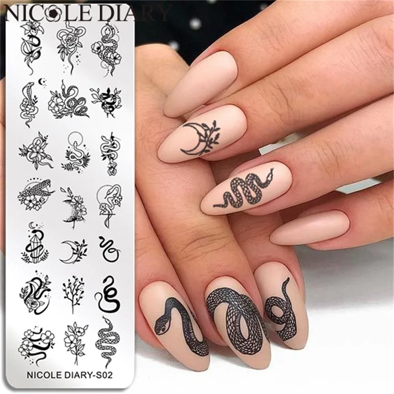 NICOLE DIARY Snake Flower Design Stamping Plates Stripe Line French Nail Stamp Templates Leaf Floral Printing Stencil
NICOLE DIARY Snake Flower Design Stamping Plates Stripe Line French Nail Stamp Templates Leaf Floral Printing Stencil