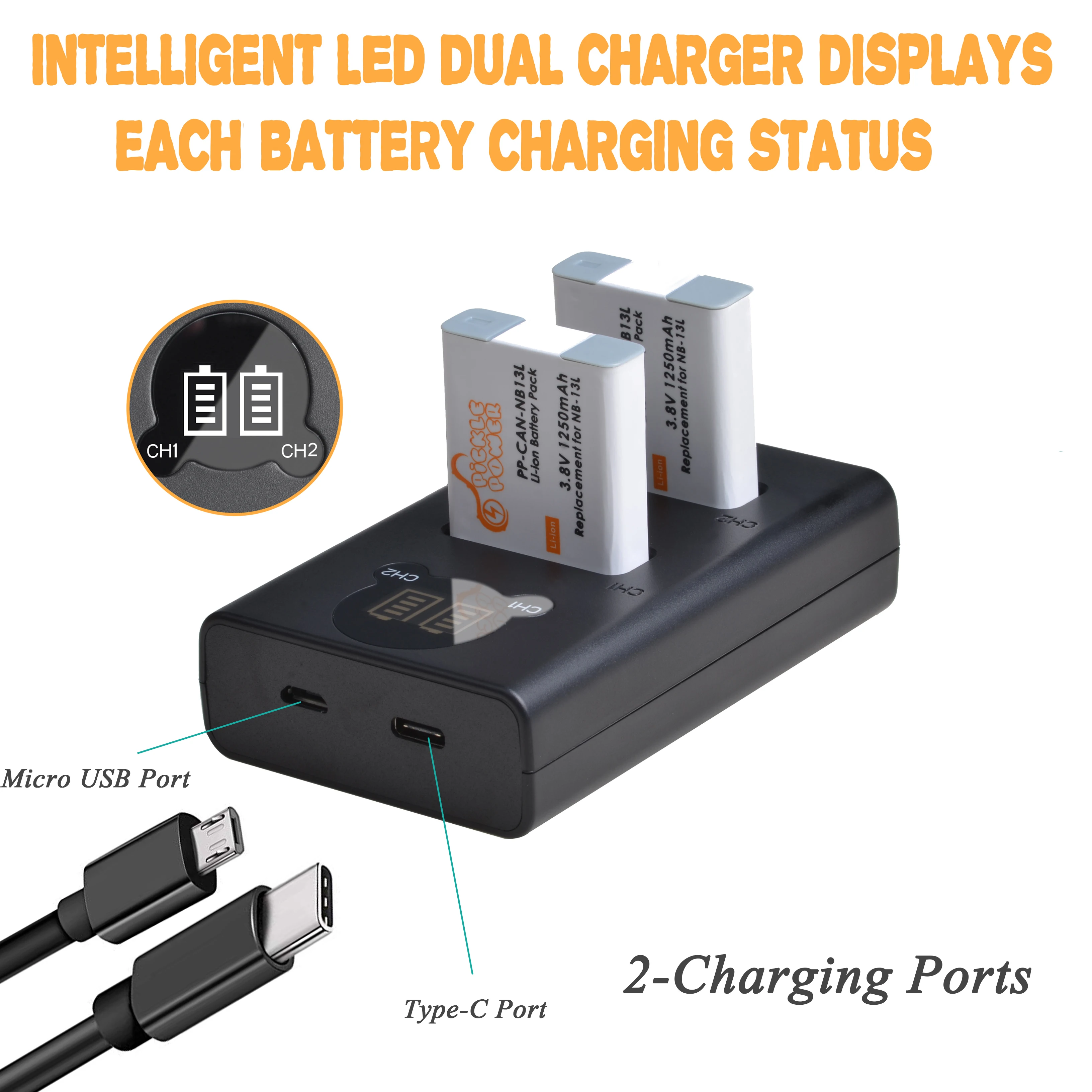 2 Pcs NB-13L Rechargeable Battery Pack & Charger for Canon G5 X, G5X, G7 X, G7X, G7 X Mark II, G9 X, G9X SX620 SX720 SX730 HS
2 Pcs NB-13L Rechargeable Battery Pack & Charger for Canon G5 X, G5X, G7 X, G7X, G7 X Mark II, G9 X, G9X SX620 SX720 SX730 HS