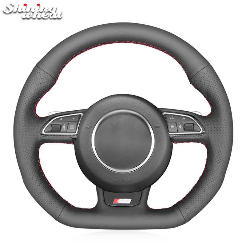 Shining wheat Black Leather Car Steering Wheel Cover for Audi S1 (8X) S3 (8V) Sportback S4 (B8) Avant S5 (8T) S6 S7 RS Q3
Shining wheat Black Leather Car Steering Wheel Cover for Audi S1 (8X) S3 (8V) Sportback S4 (B8) Avant S5 (8T) S6 S7 RS Q3