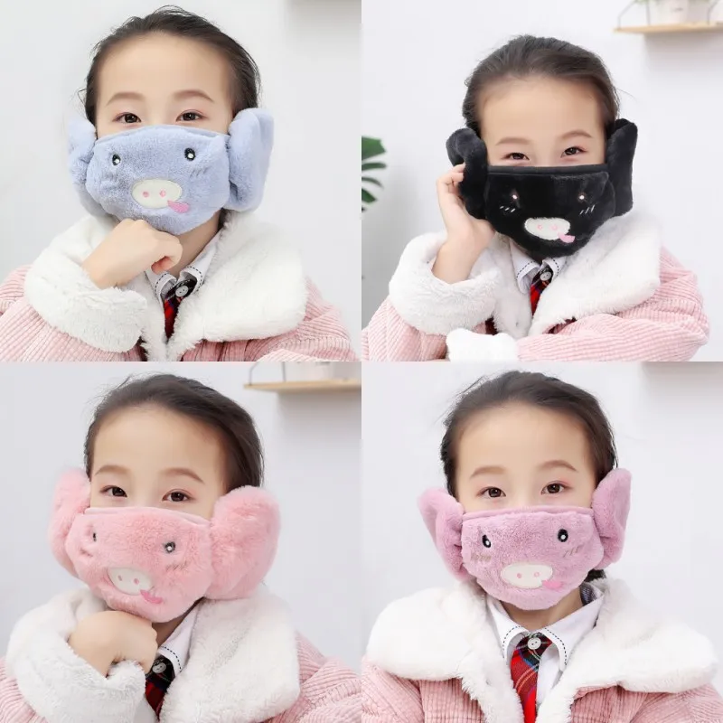 

Kids Cotton Protective Face Mask Winter Warm Reusbale Mouth Dust Mask For Children Cute Cartoon Facial Cover