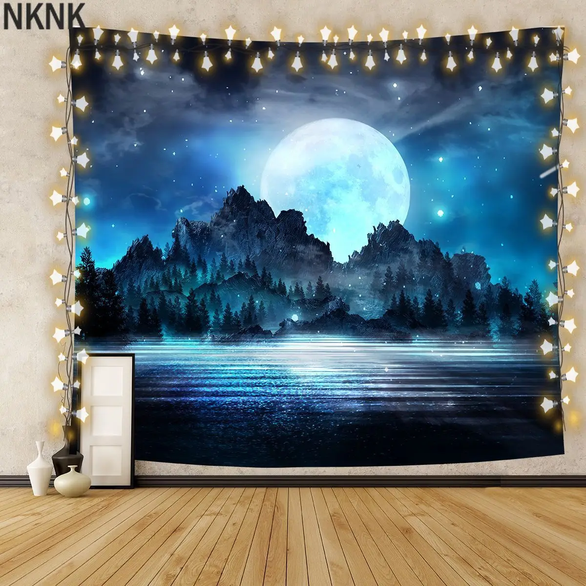 

Galaxy Moon Tapestry Wall Hanging Forest Tree Landscape Hippie Psychedelic Tapiz Starry Sky Dorm Home Decor Mandala Wall Carpet