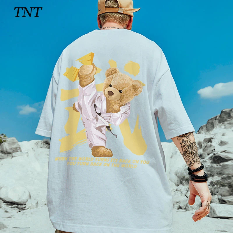 Kung Fu Bear printing oversized T-shirt men's Fashion trendyol hip-hop streetwear couple loose Harajuku streetwear tops for teen
Kung Fu Bear printing oversized T-shirt men's Fashion trendyol hip-hop streetwear couple loose Harajuku streetwear tops for teen