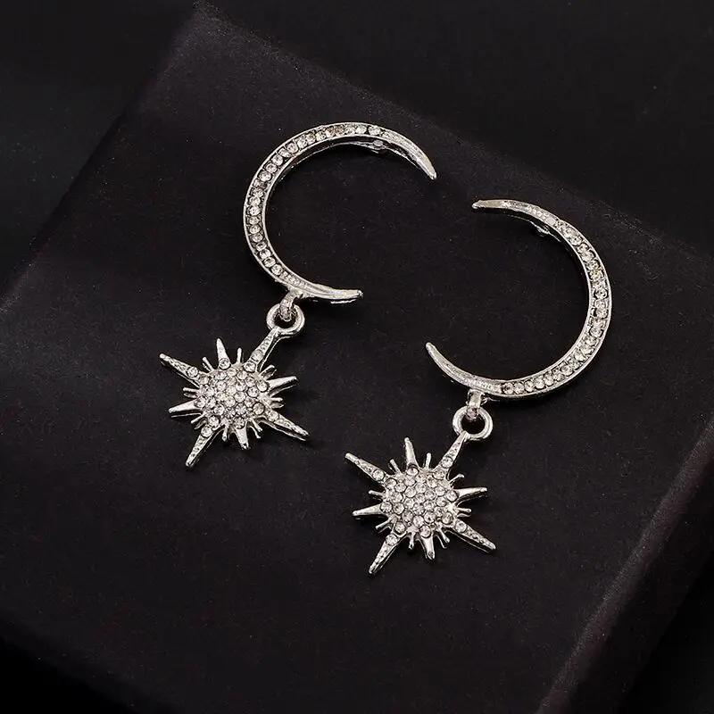 Prevent Allergy 925 Silver Star Moon Earrings Crystal Charms Eardrop Stud Earrings for Women Girls Jewelry
Prevent Allergy 925 Silver Star Moon Earrings Crystal Charms Eardrop Stud Earrings for Women Girls Jewelry