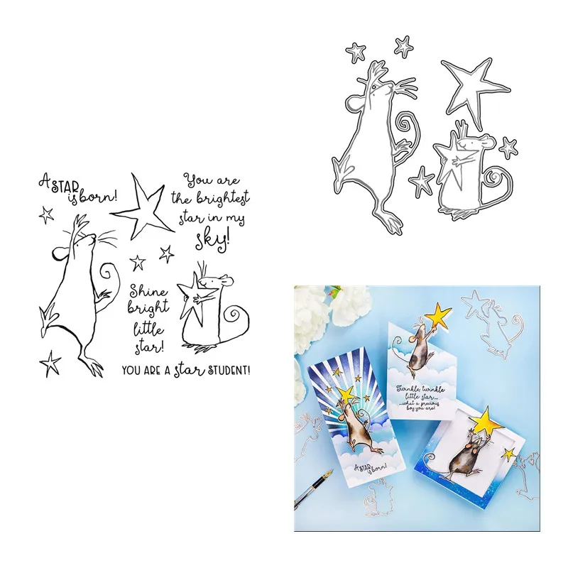 Animal Mouse Pattern Metal Cutting Dies And Clear Stamps For DIY Making Word You Are A Star Student Greeting Card Scrapbooking
Animal Mouse Pattern Metal Cutting Dies And Clear Stamps For DIY Making Word You Are A Star Student Greeting Card Scrapbooking