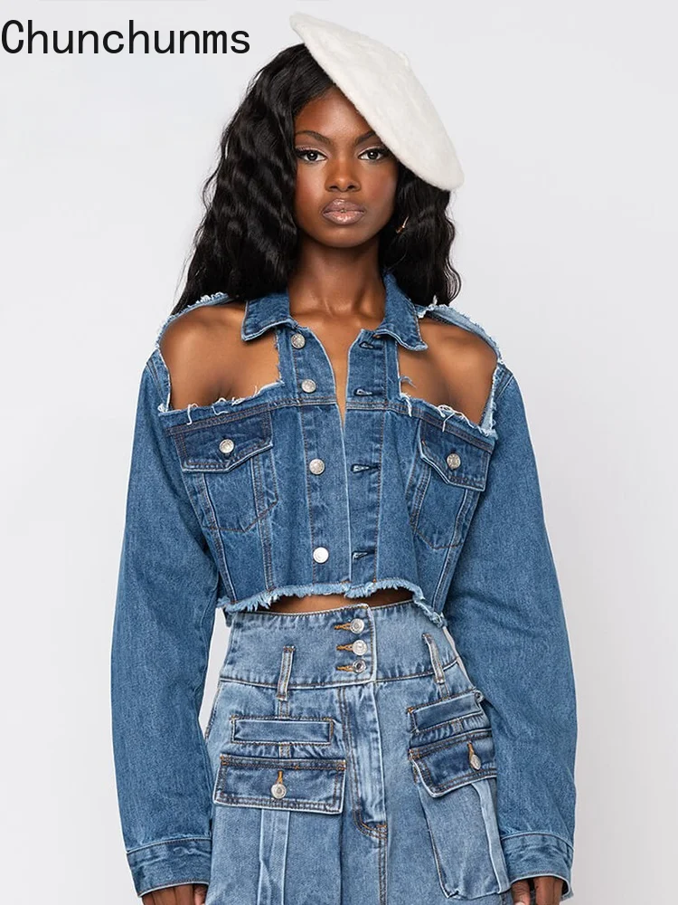 Sexy Loose Denim Jacket Women Turn-Down Collar Long Sleeve Hole Off-Shoulder Crop Tops Autumn Casual Fashion Streetwear 2021
Sexy Loose Denim Jacket Women Turn-Down Collar Long Sleeve Hole Off-Shoulder Crop Tops Autumn Casual Fashion Streetwear 2021