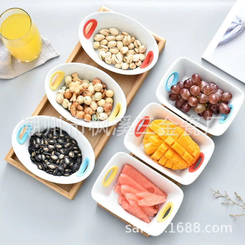 Creative ceramic bowl with bamboo plate Oval bowl Dried fruit bowl Dessert bowl Ceramic salad bowl
Creative ceramic bowl with bamboo plate Oval bowl Dried fruit bowl Dessert bowl Ceramic salad bowl