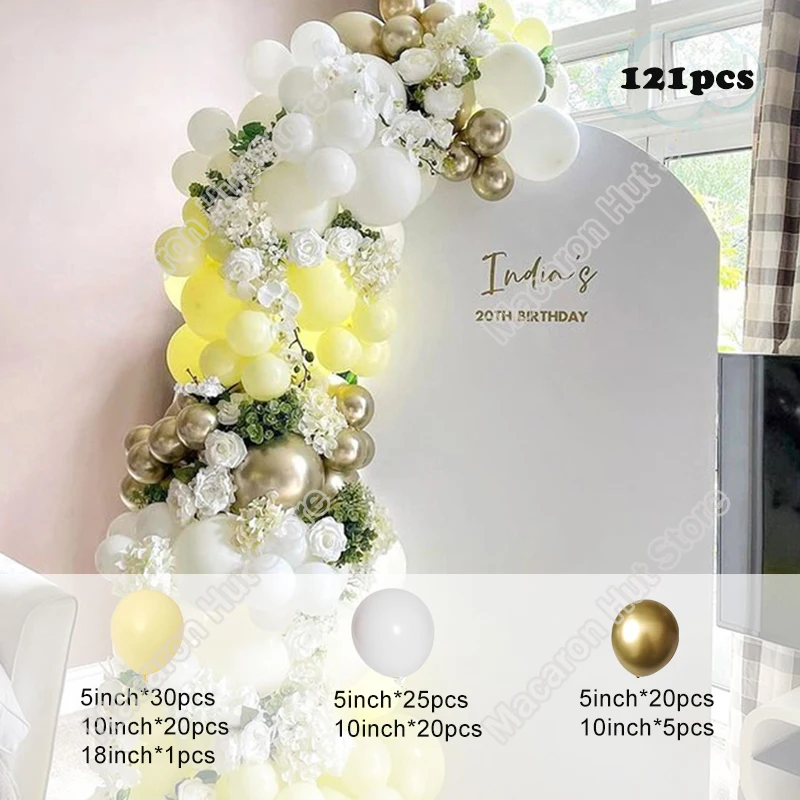 121pcs Macaron Yellow Wedding Party Background Baby Shower Happy Birthday Celebration Decoration Event Golden Balloon Garland
121pcs Macaron Yellow Wedding Party Background Baby Shower Happy Birthday Celebration Decoration Event Golden Balloon Garland