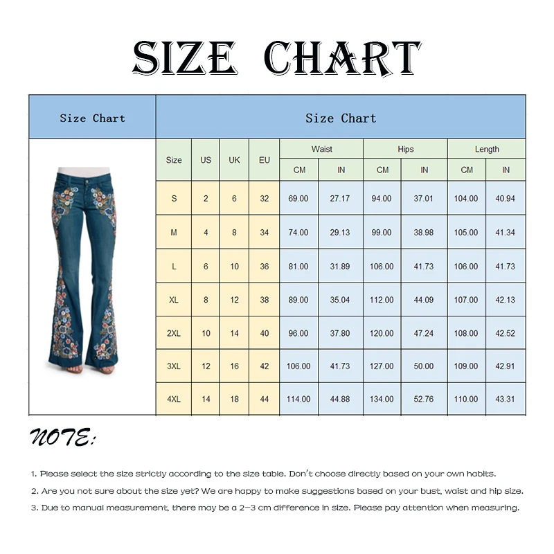 Bell Bottom Jeans Womens Pants Plus Size High Waist Fare Jeans Office Lady Denim Pants Embroidered Slimming Flared Lady Trousers
Bell Bottom Jeans Womens Pants Plus Size High Waist Fare Jeans Office Lady Denim Pants Embroidered Slimming Flared Lady Trousers