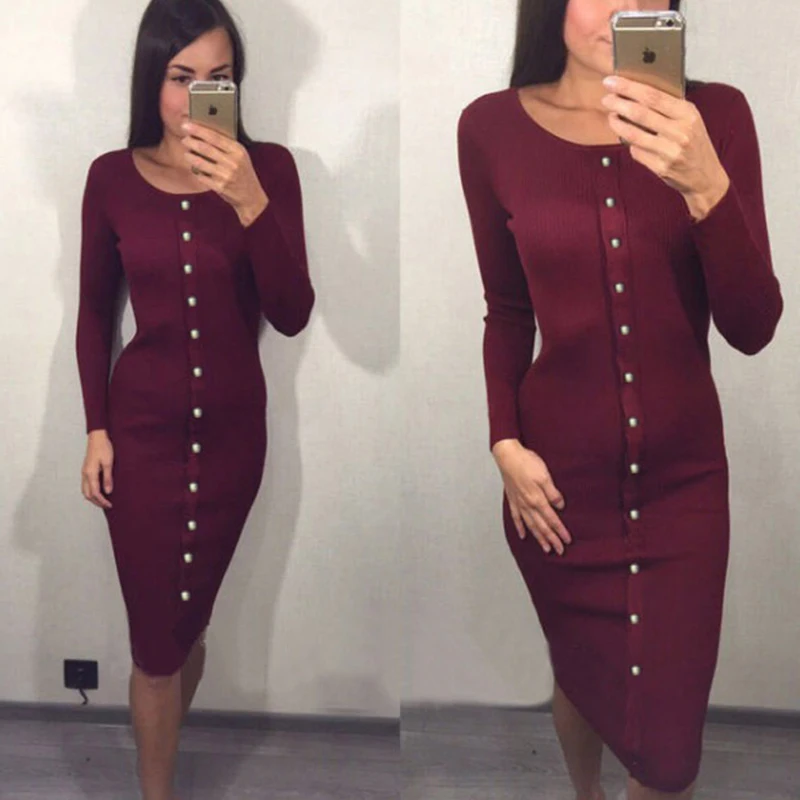 Sheath Casual Dress Solid Color Single Breasted Spring Lone Sleeve Vintage All Match Autumn O-Neck Vestidos
Sheath Casual Dress Solid Color Single Breasted Spring Lone Sleeve Vintage All Match Autumn O-Neck Vestidos