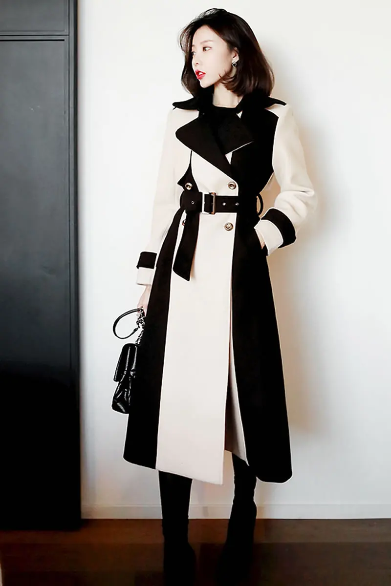 2020 New Autumn Winter Women England Style Loose Patchwork Long Wool Blend Coat With Belt Female Elegant Warm Woolen Jacket
2020 New Autumn Winter Women England Style Loose Patchwork Long Wool Blend Coat With Belt Female Elegant Warm Woolen Jacket