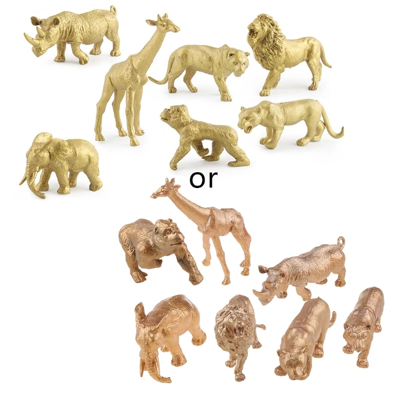 

7Pcs/Set Simulation Mini Wild Zoo Animal Figure Model PVC Plastic Lion Tiger Orangutan Rhino Leopard Elephant Giraffe Kids Toys