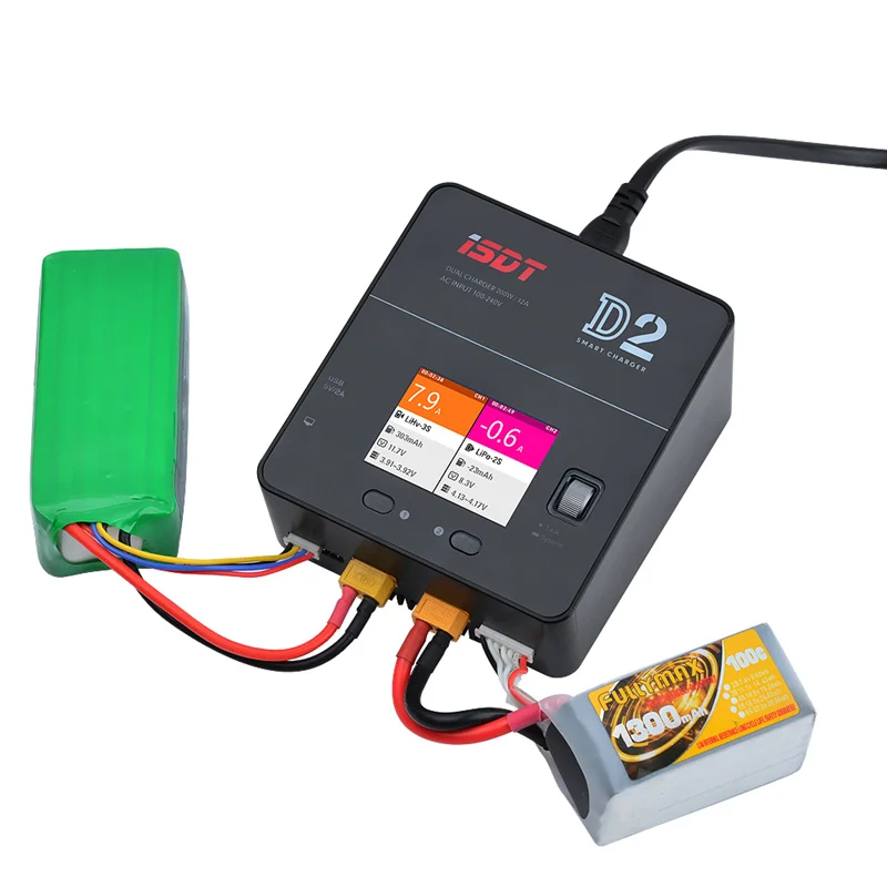 ISDT D2 AC 200W 12A 2-6S Двухканальное зарядное устройство для аккумуляторов Lilon LiPo LiHV NiMH Pb