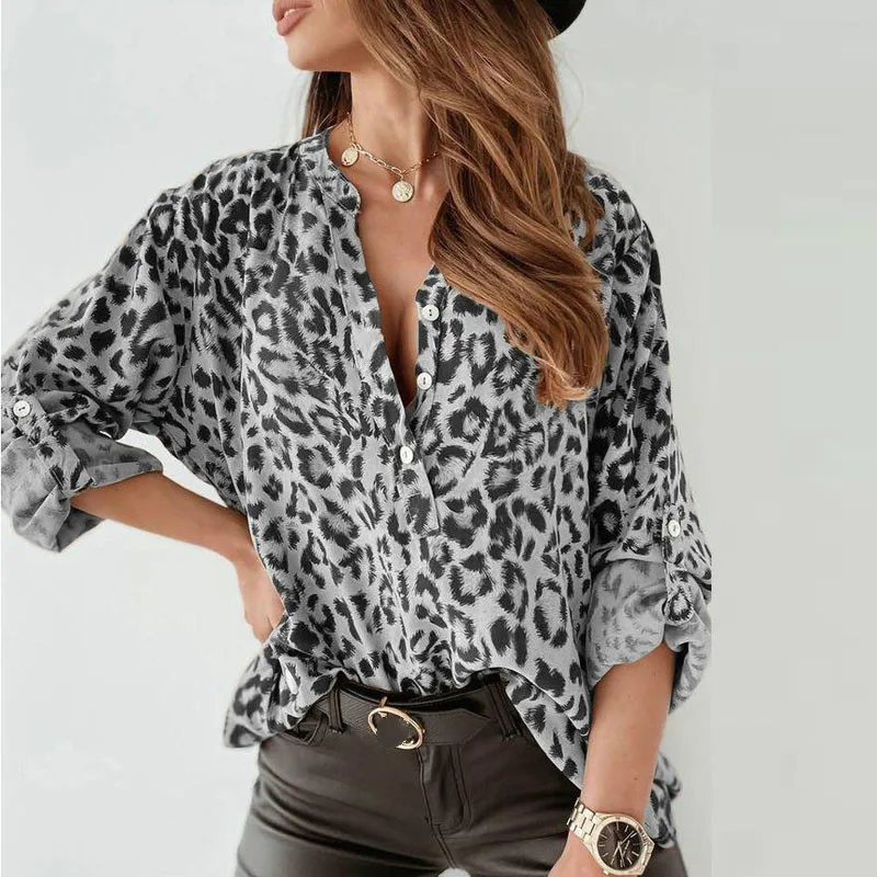 Casual Adjust Button Long Sleeve Female Blouse New Spring Sexy V Neck Leopard Shirt Blusa 2021 Elegant Women Loose Pullover Tops
Casual Adjust Button Long Sleeve Female Blouse New Spring Sexy V Neck Leopard Shirt Blusa 2021 Elegant Women Loose Pullover Tops