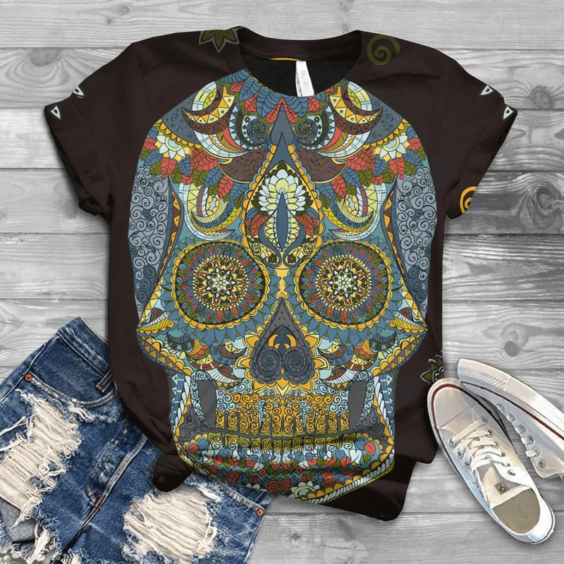 New 2021 Summer 3D Ladies T-shirt Horror Skull Print Pattern Street Casual Top Harajuku T-shirt
New 2021 Summer 3D Ladies T-shirt Horror Skull Print Pattern Street Casual Top Harajuku T-shirt