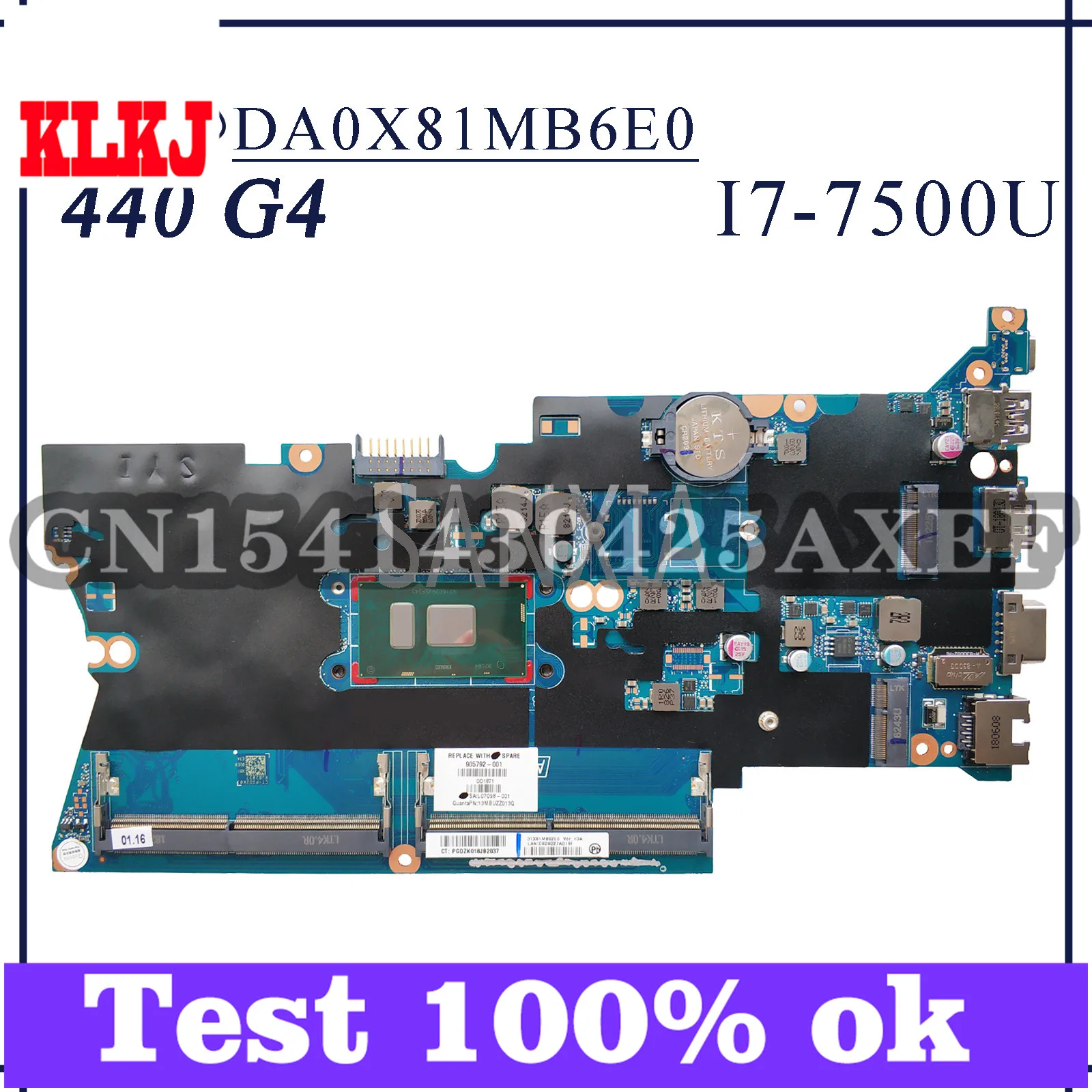 KLKJ DA0X81MB6E0 Laptop Motherboard For HP ProBook 440 G4 Original Mainboard I7-7500U CPU GM
KLKJ DA0X81MB6E0 Laptop Motherboard For HP ProBook 440 G4 Original Mainboard I7-7500U CPU GM