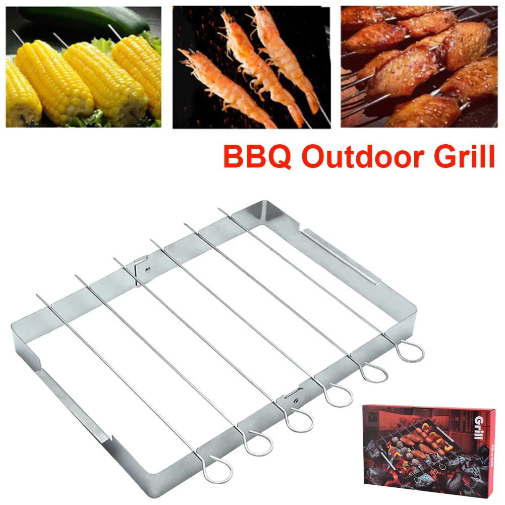BBQ Skewer Rack For Grilling Shish Kabob and Skewers Durable Foldable + 6PC Barbecue Needle
BBQ Skewer Rack For Grilling Shish Kabob and Skewers Durable Foldable + 6PC Barbecue Needle