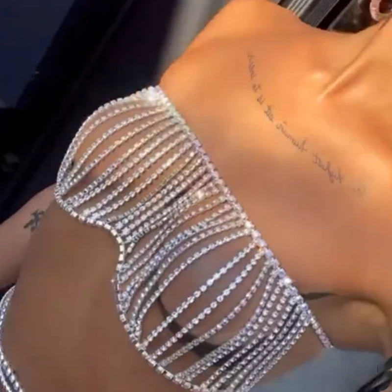 GLAMing Bling Hollow Chest Chain Jewellery Harness Bra for Women Rhinestone Rave Bikini Bodies Chain Strapless Underwear Chains
GLAMing Bling Hollow Chest Chain Jewellery Harness Bra for Women Rhinestone Rave Bikini Bodies Chain Strapless Underwear Chains