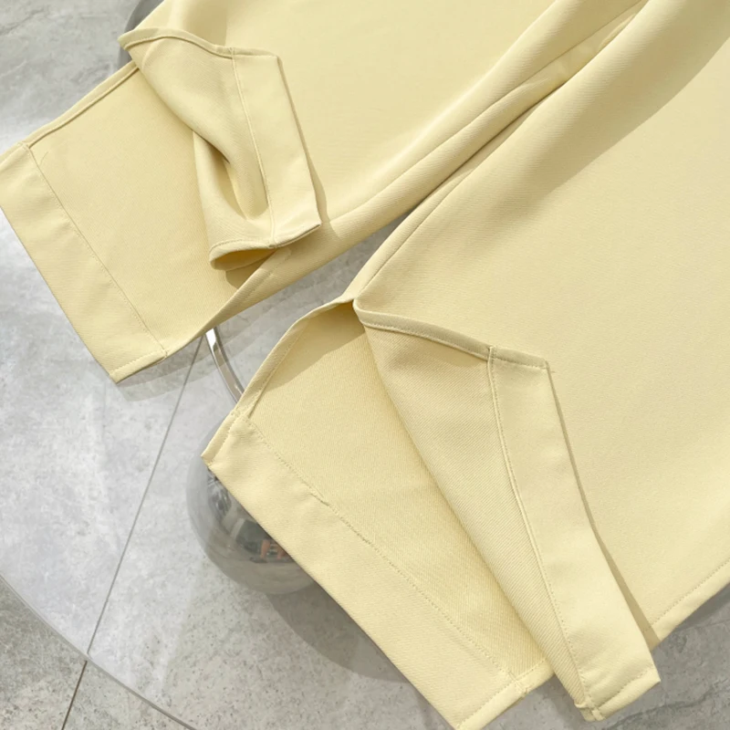 TWOTWINSTYLE Yellow Ruched Minimalist Pant For Women High Waist Full Length Straight Loose Trousers Females Summer Fashion Style
TWOTWINSTYLE Yellow Ruched Minimalist Pant For Women High Waist Full Length Straight Loose Trousers Females Summer Fashion Style