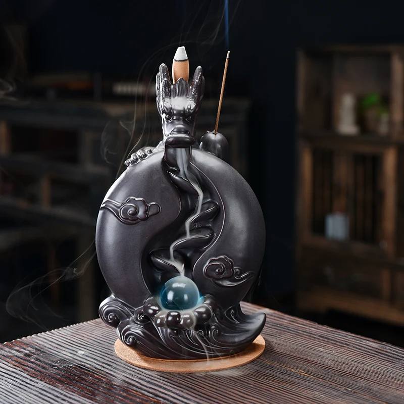 Ceramic Dragon Backflow Incense Burner Creative Home Decor Smoke Waterfall Incense Burner Holder Censer With Lucky Crystal Ball
Ceramic Dragon Backflow Incense Burner Creative Home Decor Smoke Waterfall Incense Burner Holder Censer With Lucky Crystal Ball