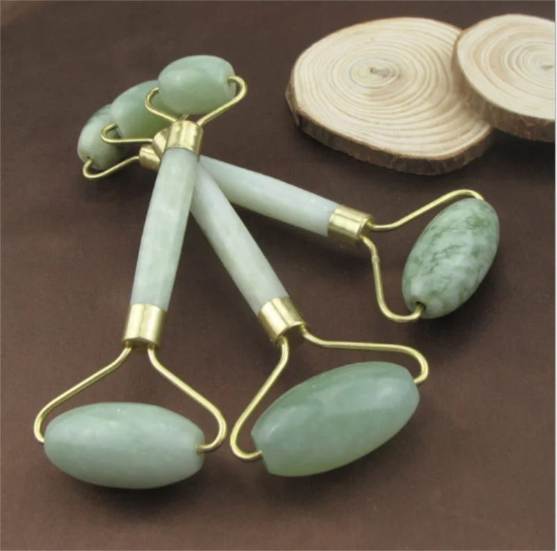 

Натуральный камень Guasha, двойная головка, инструмент для похудения, лица, тела, головы, шеи, кожи, роликовый массажер для лица, нефрит