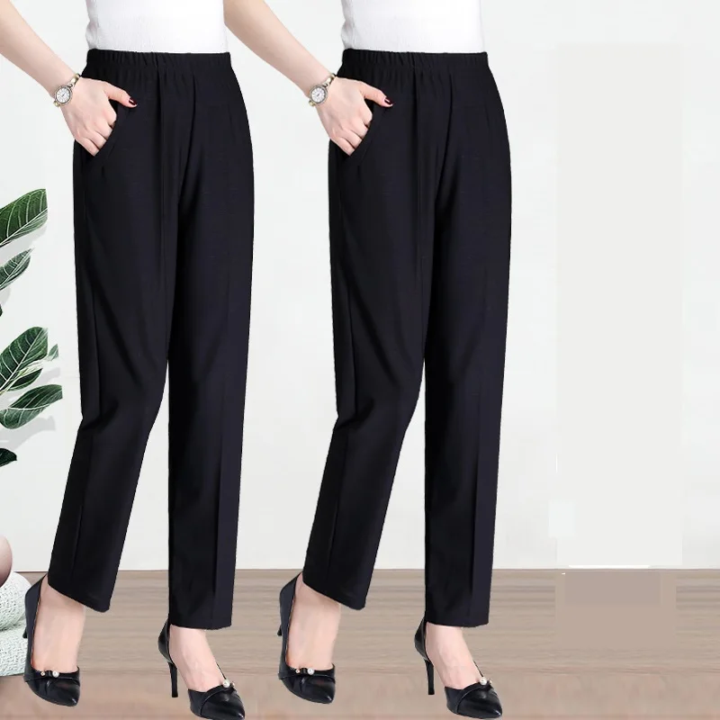 Plus Size Stretch High-waist Nine Split Pants Women Summer Thin Middle-aged Mothers' Trousers Casual Female Straight-leg Pants
Plus Size Stretch High-waist Nine Split Pants Women Summer Thin Middle-aged Mothers' Trousers Casual Female Straight-leg Pants