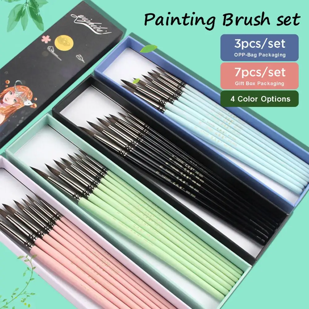 Professional Macaron 3/7Pcs Wood Hand Round Brush set Squirrel Hair Art Painting Brushes for Artist Watercolor Gouache Supplies
Professional Macaron 3/7Pcs Wood Hand Round Brush set Squirrel Hair Art Painting Brushes for Artist Watercolor Gouache Supplies