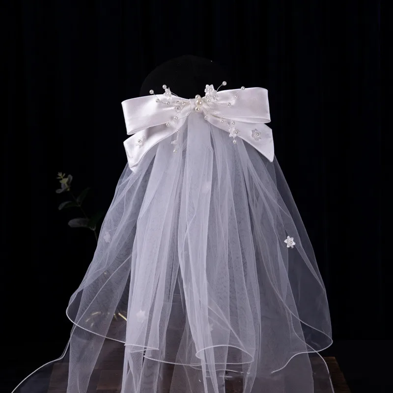 New Short Tulle Veils White Ribbon Edge Bow with Hair Comb Bridal Hair Veil Bride Marriage Wedding Accessories
New Short Tulle Veils White Ribbon Edge Bow with Hair Comb Bridal Hair Veil Bride Marriage Wedding Accessories