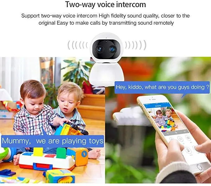 

IP Camera baby monitor 360 Degrees Pan Tilt Rotation cctv Wifi IP Camera 2Mp 1080P Full HD LAN Port IR Night Vision interior