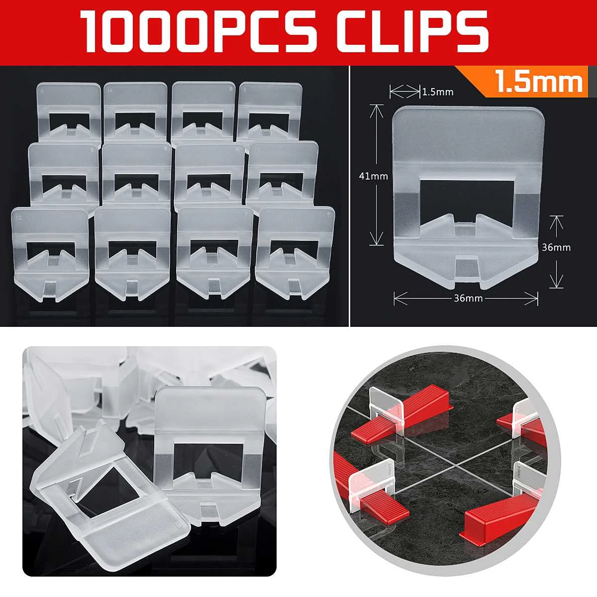 1000Pcs Plastic Ceramic Tile Leveling System Clips Kit Wall Floor Tile Spacer Tiling Tool 1.5mm
1000Pcs Plastic Ceramic Tile Leveling System Clips Kit Wall Floor Tile Spacer Tiling Tool 1.5mm