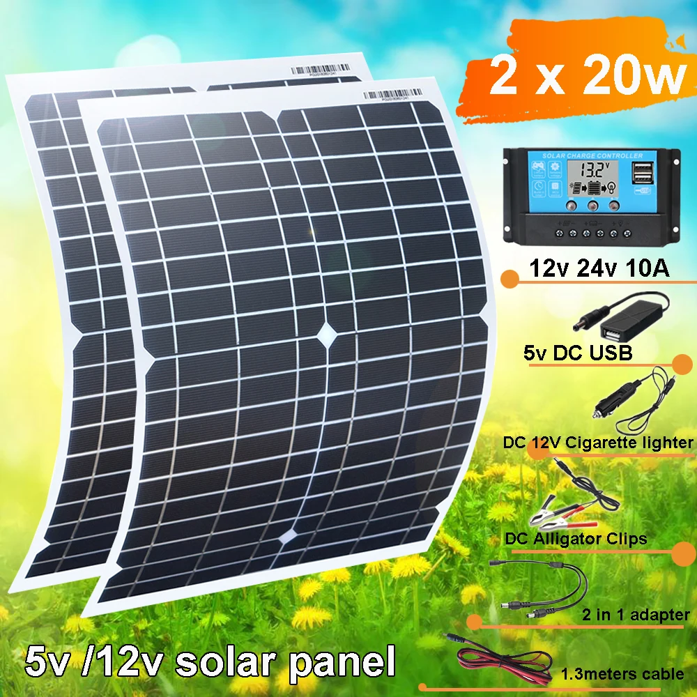 portable solar battery charger 5v 12v flexible solar panel kit power bank monocrystalline waterproof for car cell phone light RV
portable solar battery charger 5v 12v flexible solar panel kit power bank monocrystalline waterproof for car cell phone light RV