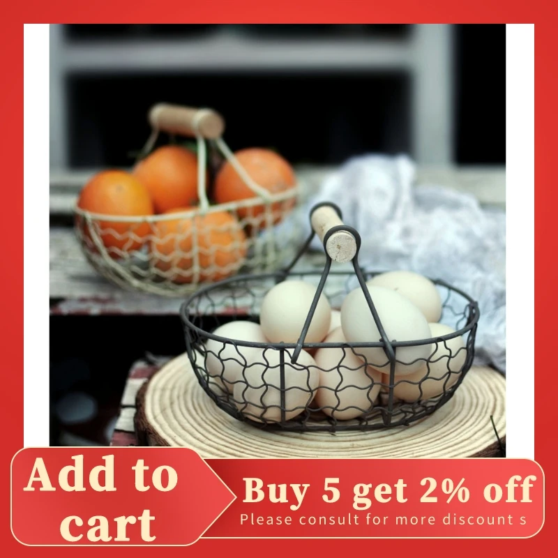 Wooden Handle Metal Retro Basket Portable Multi-Function Vegetable Fruit Egg Groceries Practical Storage Basket Organizer Black
Wooden Handle Metal Retro Basket Portable Multi-Function Vegetable Fruit Egg Groceries Practical Storage Basket Organizer Black