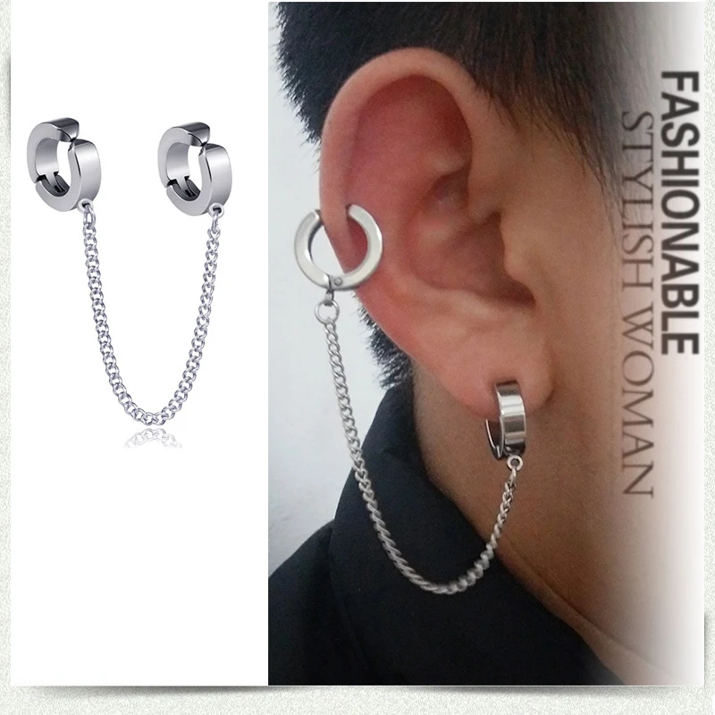 Gothic 1 PC Titanium Steel Fake Piercing Tassel Ear Clip for Women Men Punk One Ear Bone Clip on Earrings Kpop Accessories
Gothic 1 PC Titanium Steel Fake Piercing Tassel Ear Clip for Women Men Punk One Ear Bone Clip on Earrings Kpop Accessories