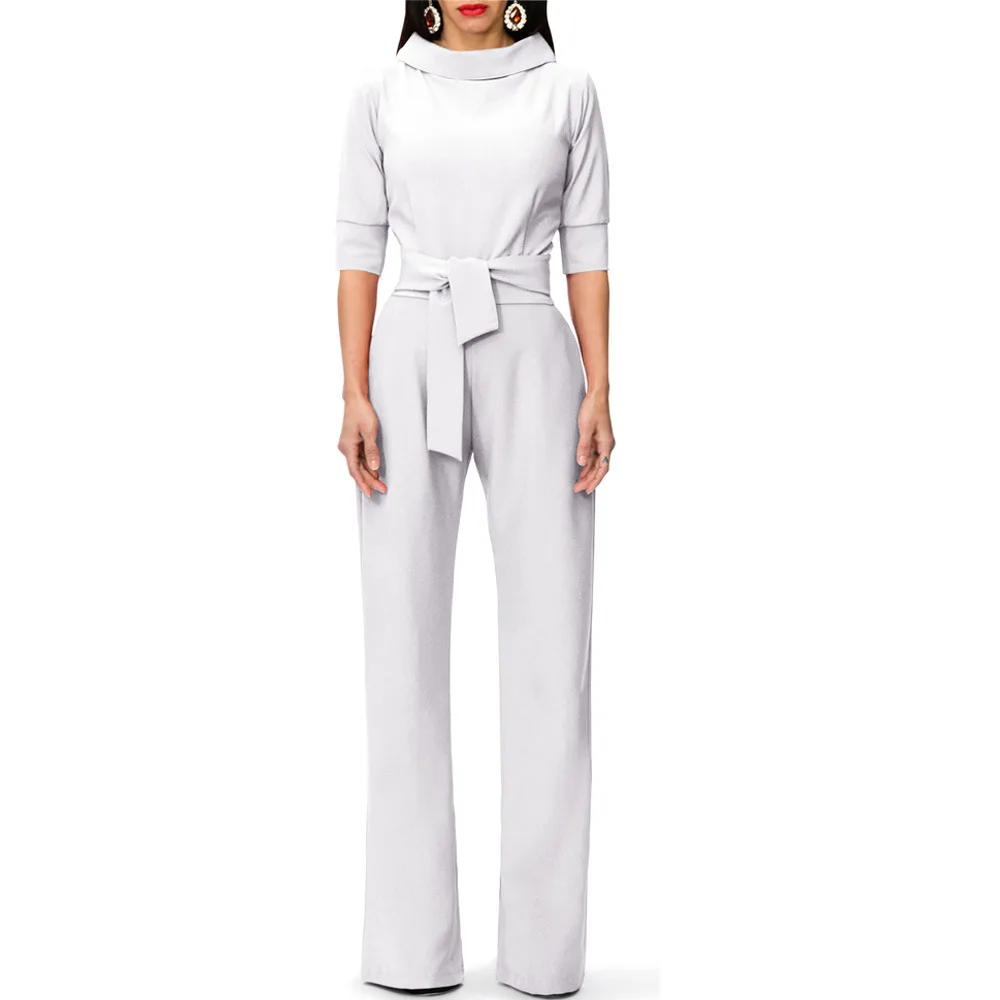 New Half Sleeve Rompers Jumpsuit Women Office Lady Elegant Overalls for Women Lace Up Fashion Wide Leg Pants Jumpsuits YT50211 
New Half Sleeve Rompers Jumpsuit Women Office Lady Elegant Overalls for Women Lace Up Fashion Wide Leg Pants Jumpsuits YT50211