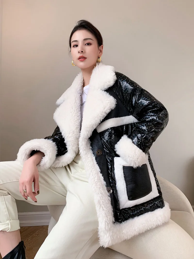 Lamb Wool Shiny Down Jacket Women mid-length 2021 new Winter Black Thick Duck Down Fur Coat
Lamb Wool Shiny Down Jacket Women mid-length 2021 new Winter Black Thick Duck Down Fur Coat