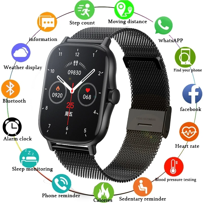 

Умные часы с цветным экраном для мужчин и женщин, сенсорный фитнес-трекер с функцией измерения кровяного давления, Смарт-часы для Xiaomi